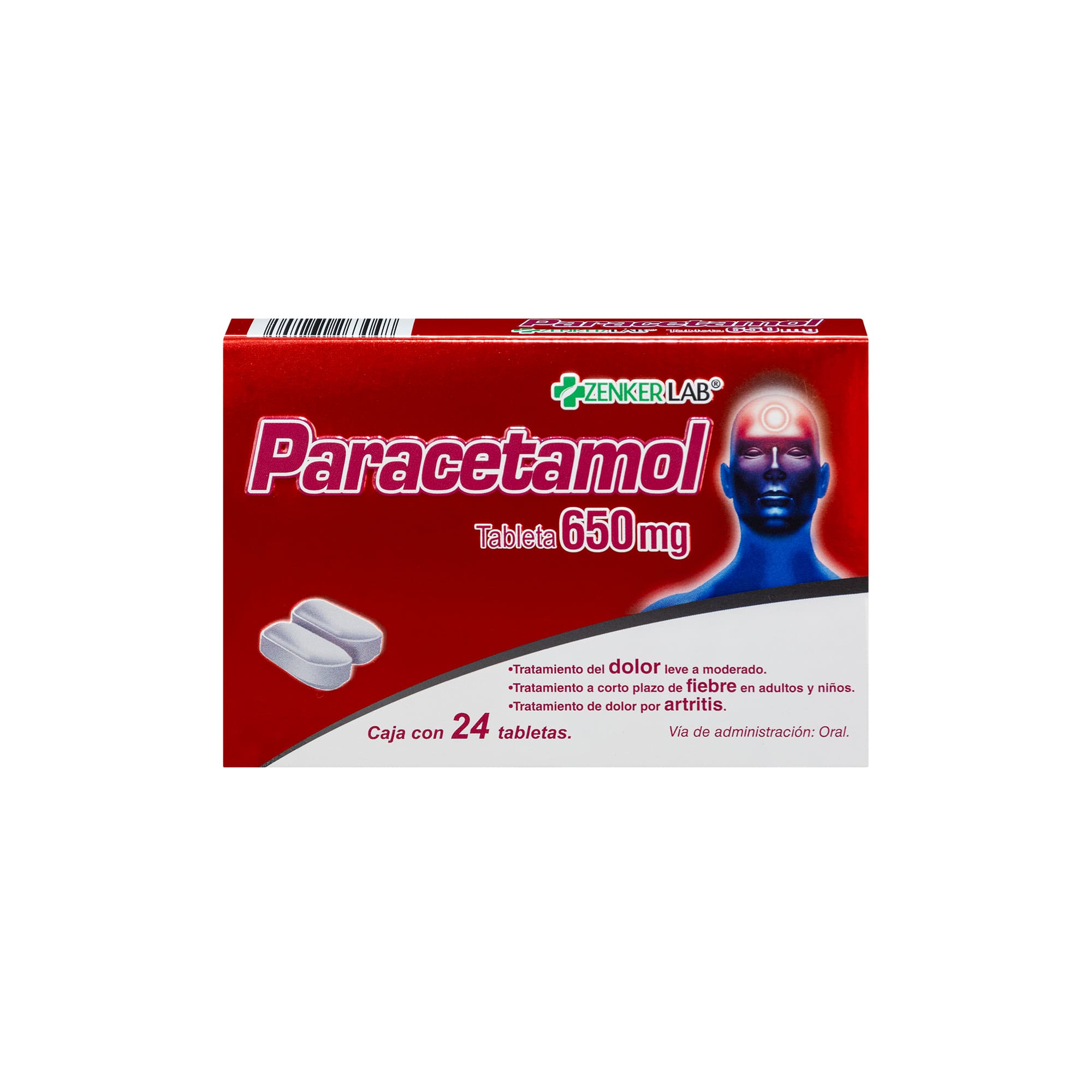 Analgésico Paracetamol 650mg Zenker Lab