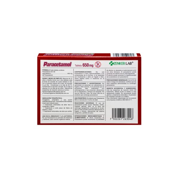 Analgésico Paracetamol 650mg Zenker Lab - Image 4
