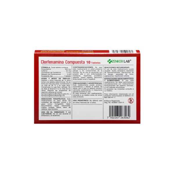 Antigripal Clorfenamina Compuesta Zenker Lab - Image 4