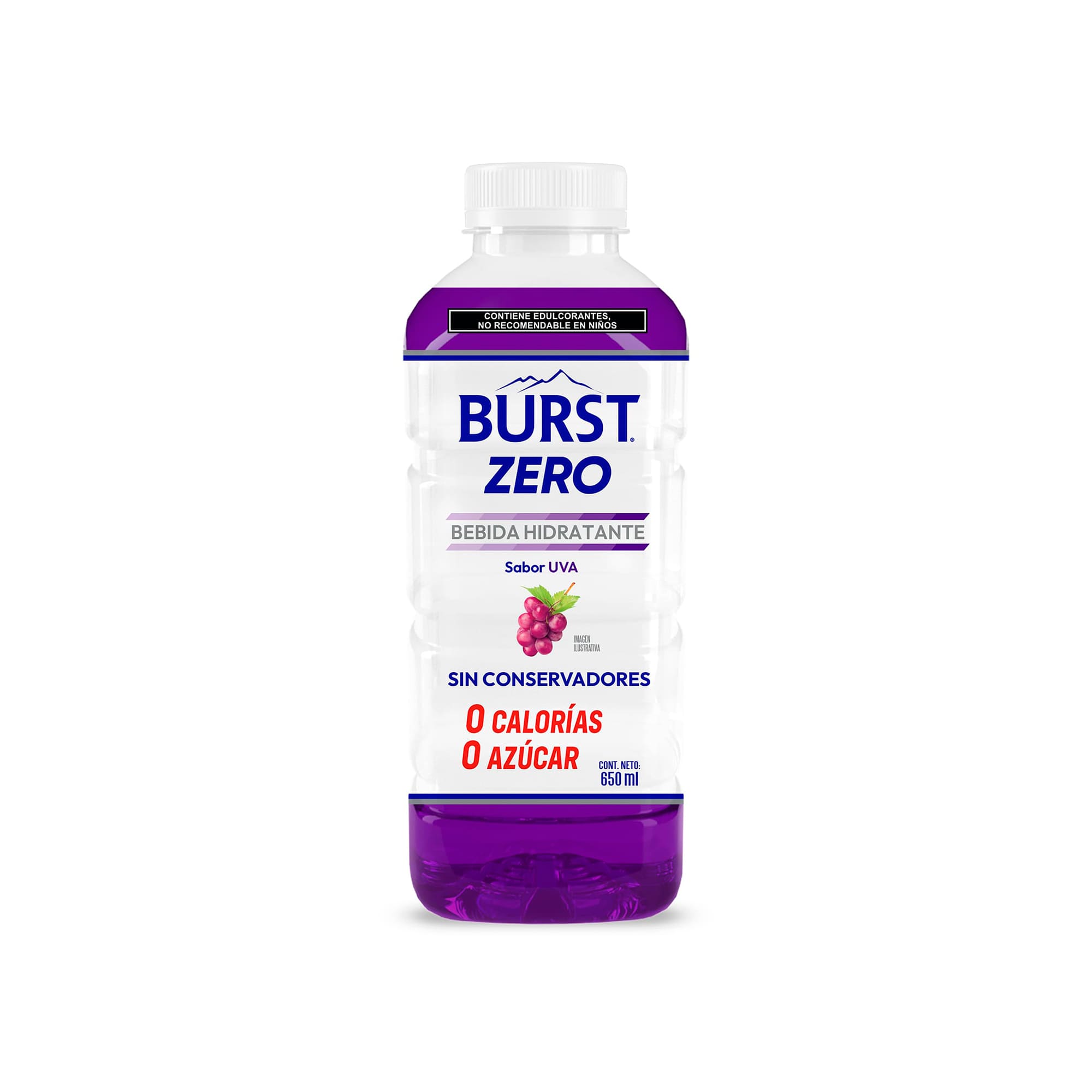 Bebida hidratante sabor uva Burst Zero (650 ml)