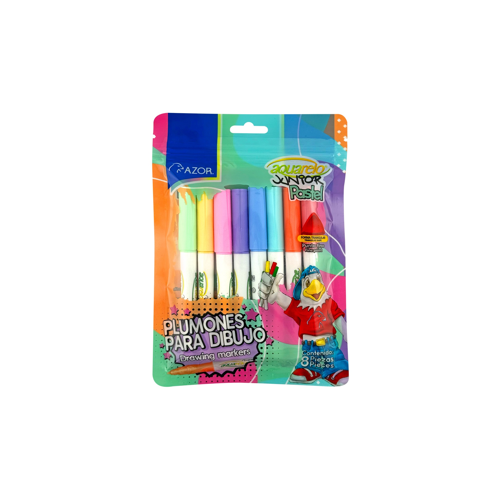 Marcador Pastel 8 pzas Azor