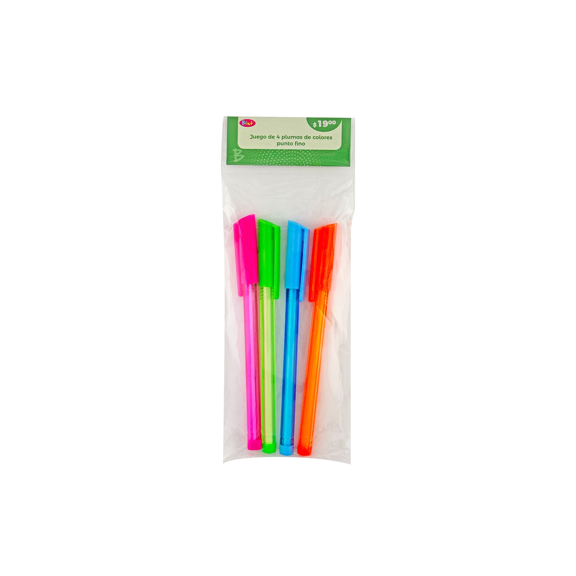 Bolígrafo de colores 4 pzas Blist