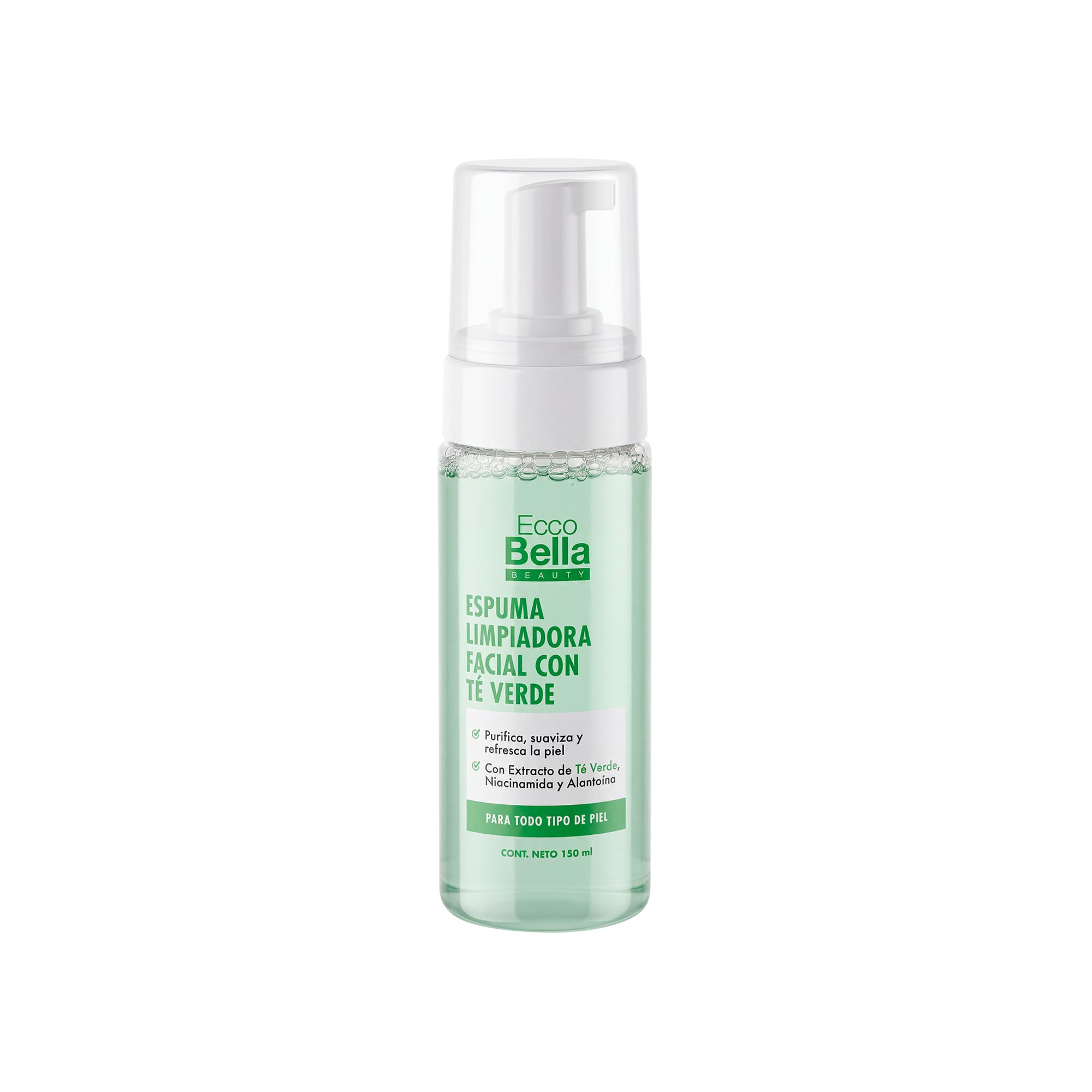 Espuma limpiadora facial con té verde Ecco Bella